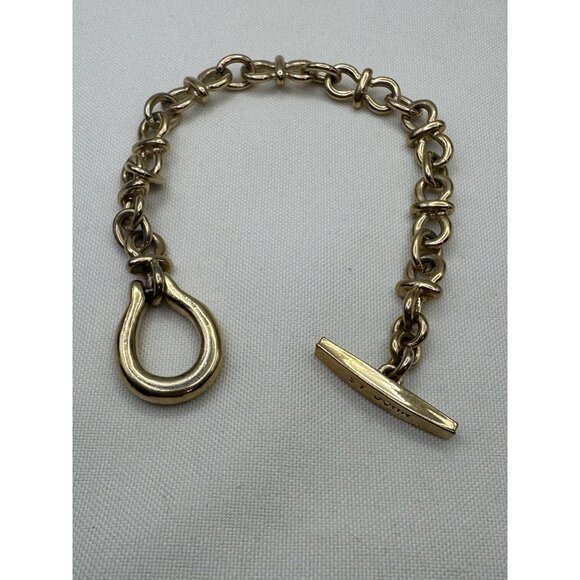 ST. JOHN Gold Tone Chain Link Toggle Bracelet Designer Statement Jewelry 8” - Picture 5 of 6
